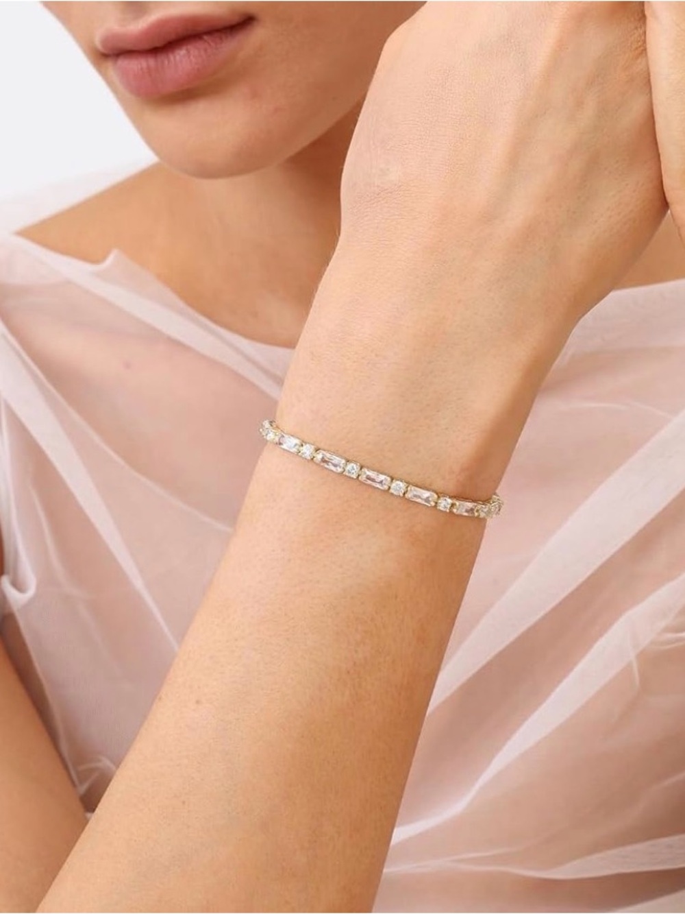 Gold filled Crystal Tennis Bracelet - Elegant Women's Jewelry
